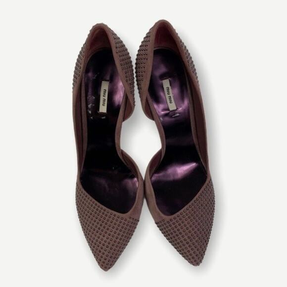 Miu Miu Calzature Donna Studded Heels Size 37/ US 7 - Picture 7 of 7